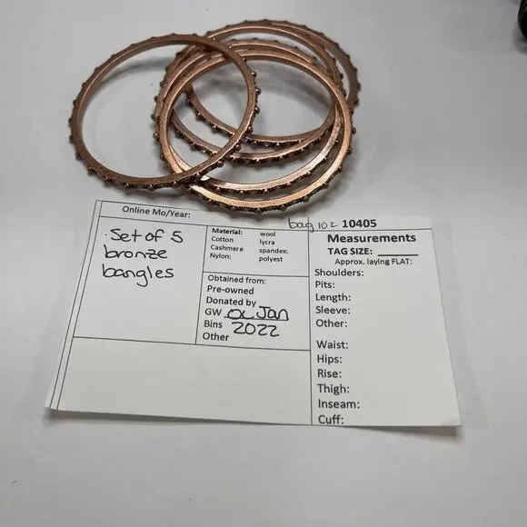 bronze bangle bracelets set of five 5 costume jewelry trendy versatile boho - Picture 9 of 9